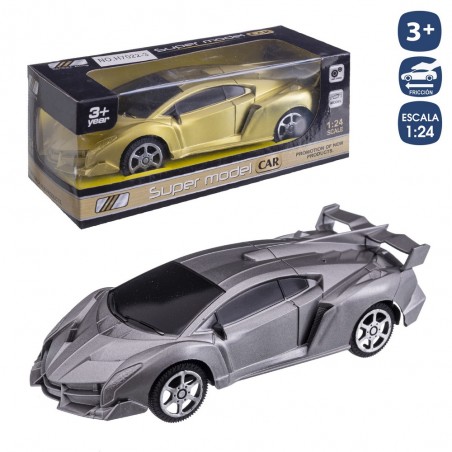 Coche Deportivo Fricción Oro Plata 17 Cm