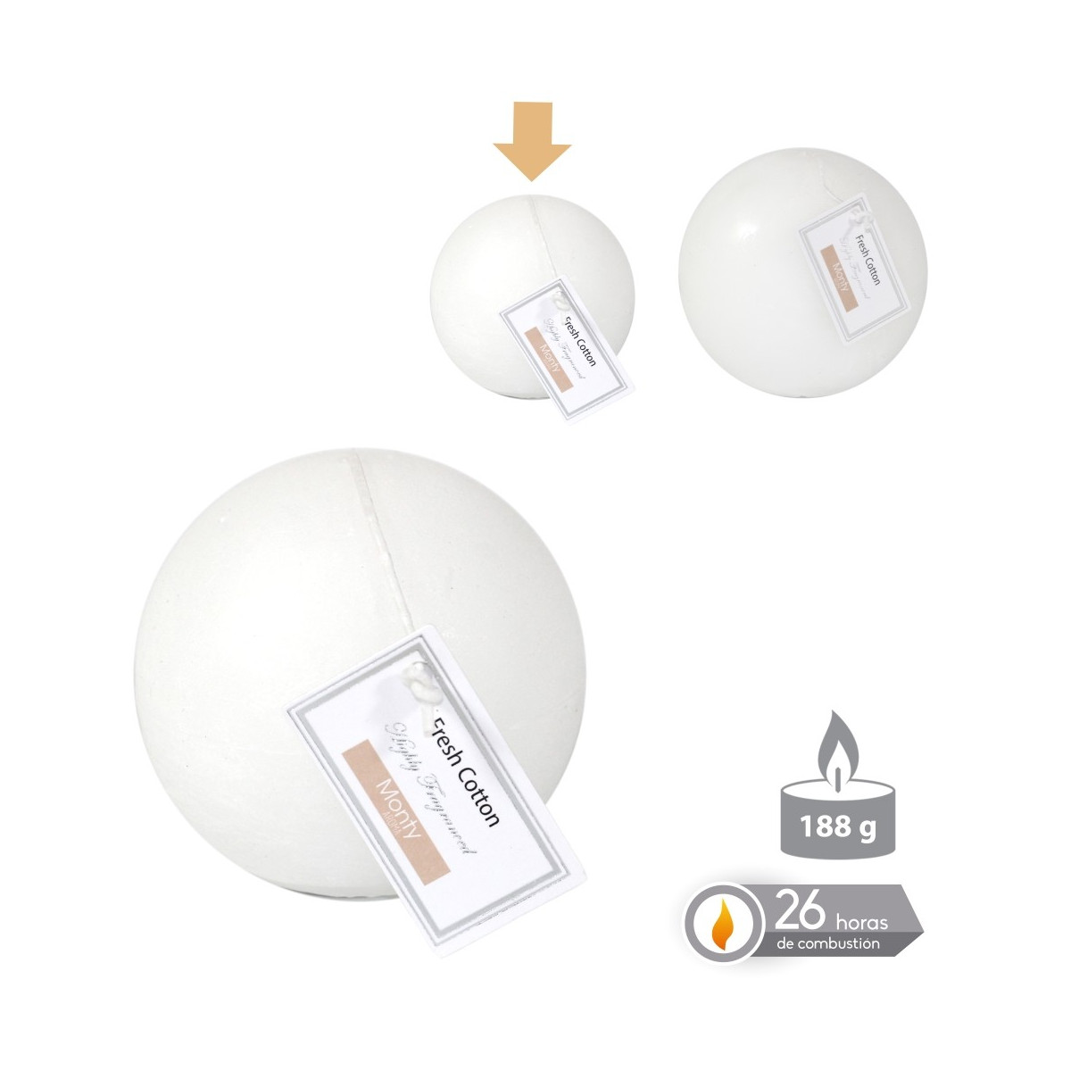 Vela bola perfumada blanco 7 50 cm