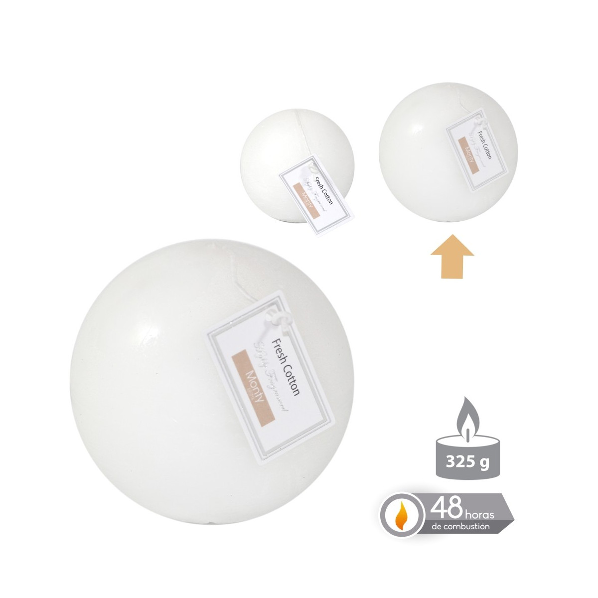 Vela bola perfumada blanco 9 cm