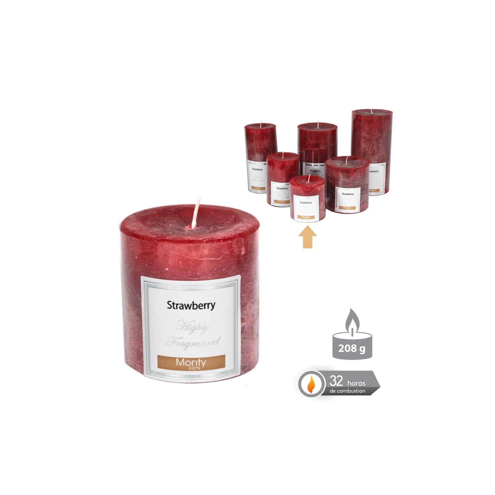 Vela cilíndrica perfumada rojo 7 x 7 cm