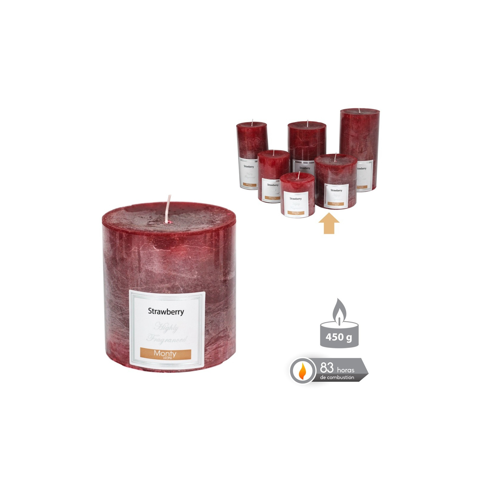 Vela cilíndrica perfumada rojo 8 70 x 9 cm