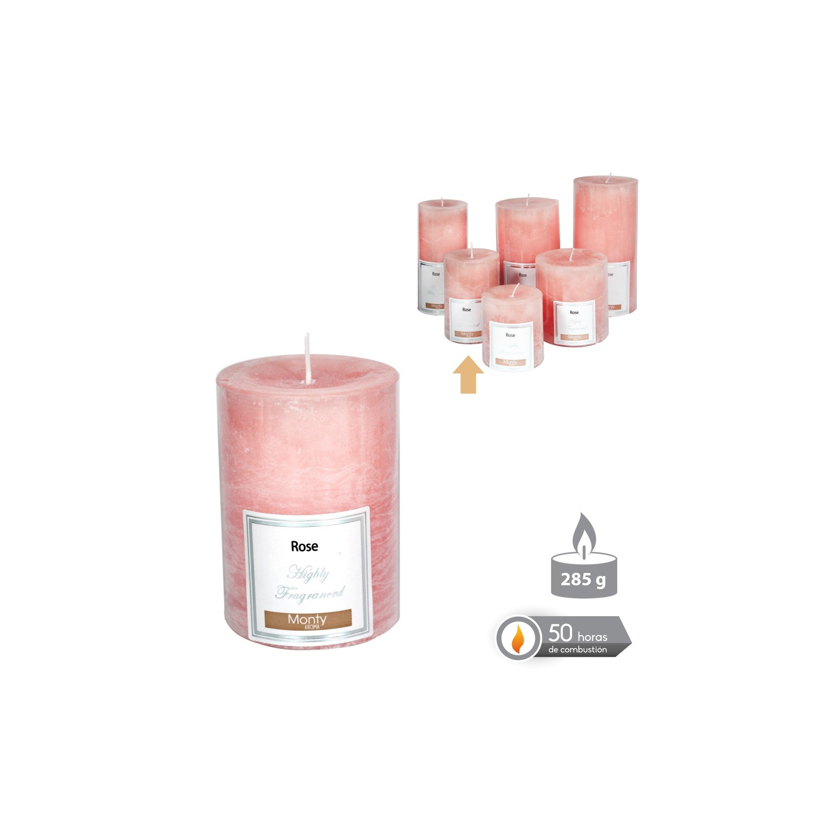 Vela cilíndrica perfumada rosa 7 x 9 50 cm