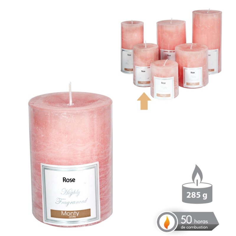 Vela cilíndrica perfumada rosa 7 x 9 50 cm