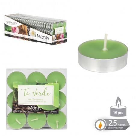 S 9 Vela Tealight Perfumada Verde 3,80 X 1,20 Cm