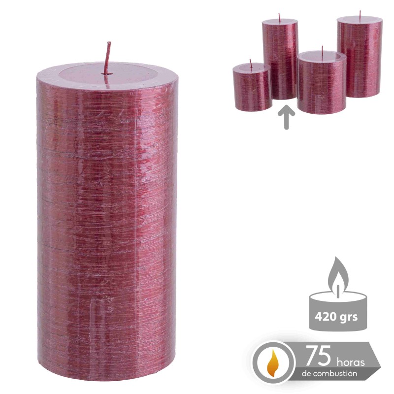 Vela Cilíndrica Rojo Metálico Navidad 6,80 X 14 Cm Vela Cilíndrica Rojo Metálico Navidad 6,80 X 14 Cm
