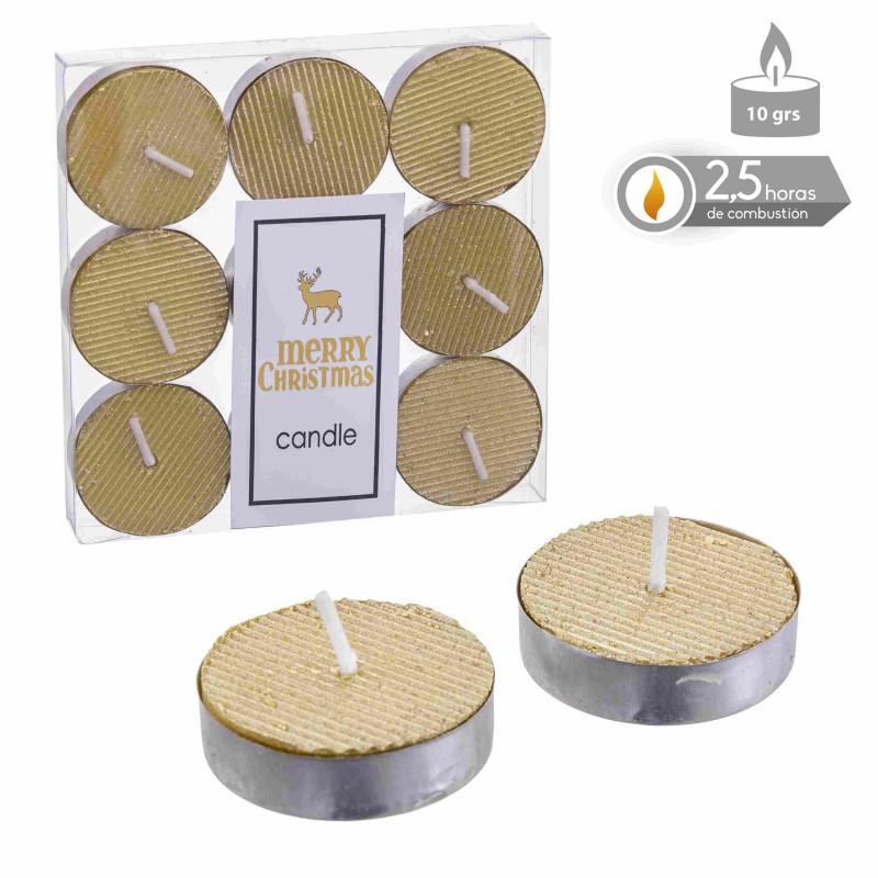 S 9 Vela Tealight Oro Navidad 3,80 X 1,20 Cm S 9 Vela Tealight Oro Navidad 3,80 X 1,20 Cm
