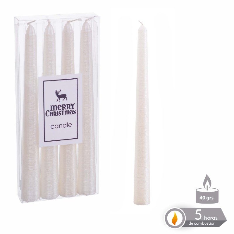 S 4 Vela Candelabro Blanco Nacarado 1,80 X 20 Cm S 4 Vela Candelabro Blanco Nacarado 1,80 X 20 Cm