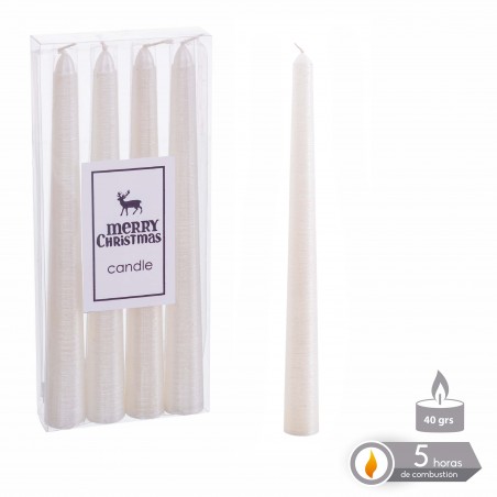 S 4 Vela Candelabro Blanco Nacarado 1,80 X 20 Cm