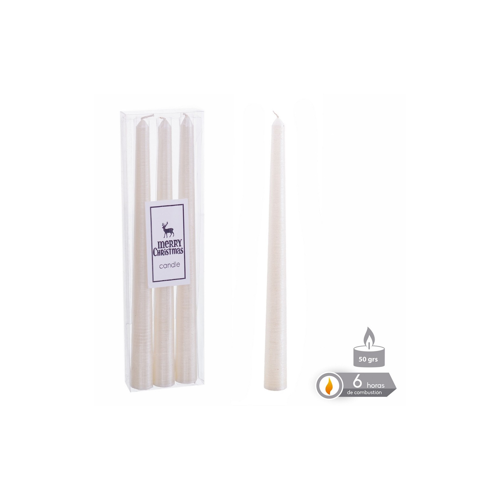 S 3 vela candelabro blanco nacarado 1 80 x 25 cm