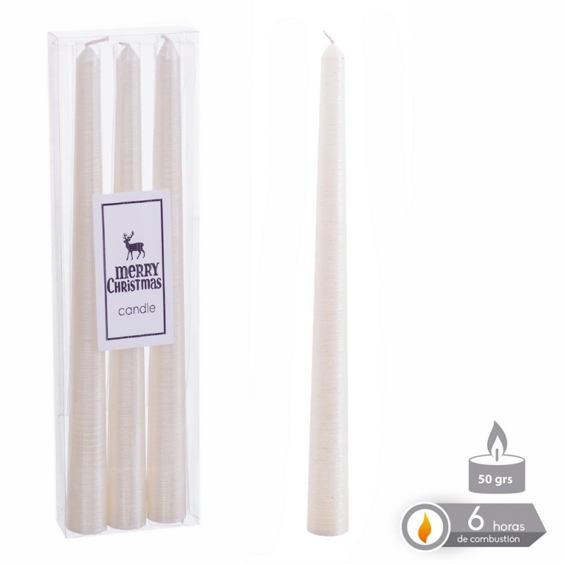 S 3 Vela Candelabro Blanco Nacarado 1,80 X 25 Cm S 3 Vela Candelabro Blanco Nacarado 1,80 X 25 Cm