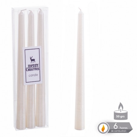 S 3 Vela Candelabro Blanco Nacarado 1,80 X 25 Cm