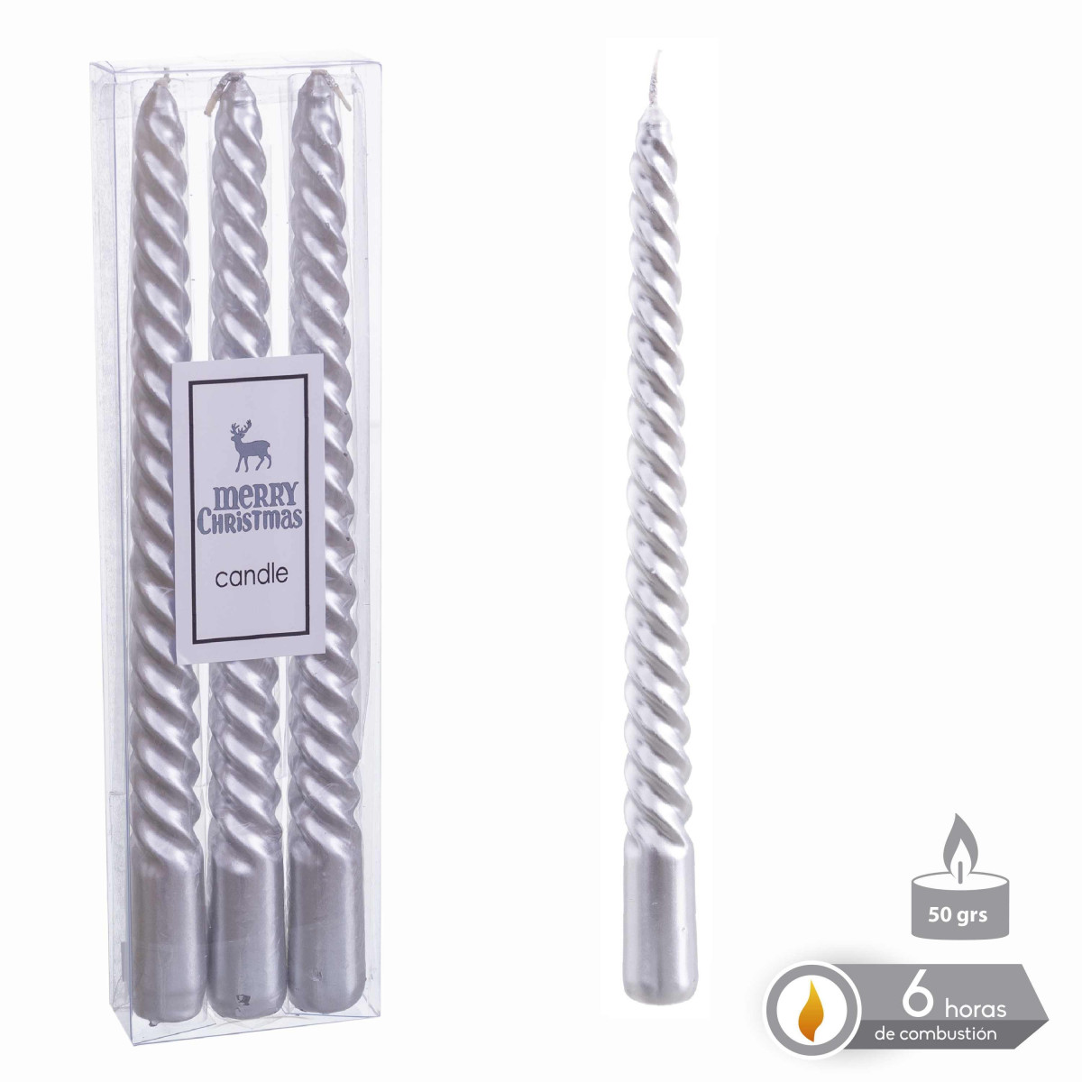 S 3 vela espiral plata navidad 1 80 x 25 cm