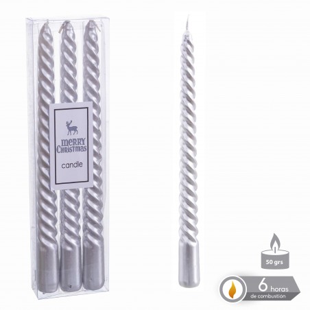 S 3 Vela Espiral Plata Navidad 1,80 X 25 Cm
