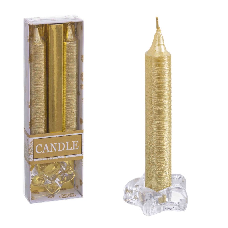 S 2 Vela Candelabro Oro Navidad 15,20 X 5,40 X 2,30 Cm S 2 Vela Candelabro Oro Navidad 15,20 X 5,40 X 2,30 Cm