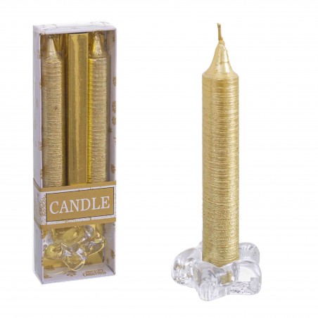 S 2 Vela Candelabro Oro Navidad 15,20 X 5,40 X 2,30 Cm