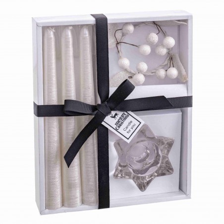 S 3 Vela Candelabro Blanco Nacarado 21,40 X 17 X 3,80 Cm