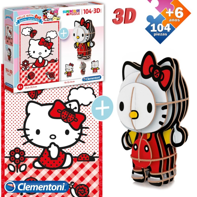 Puzzle 104 Pcs + Figura 3d Hello Kitty Puzzle 104 Pcs + Figura 3d Hello Kitty