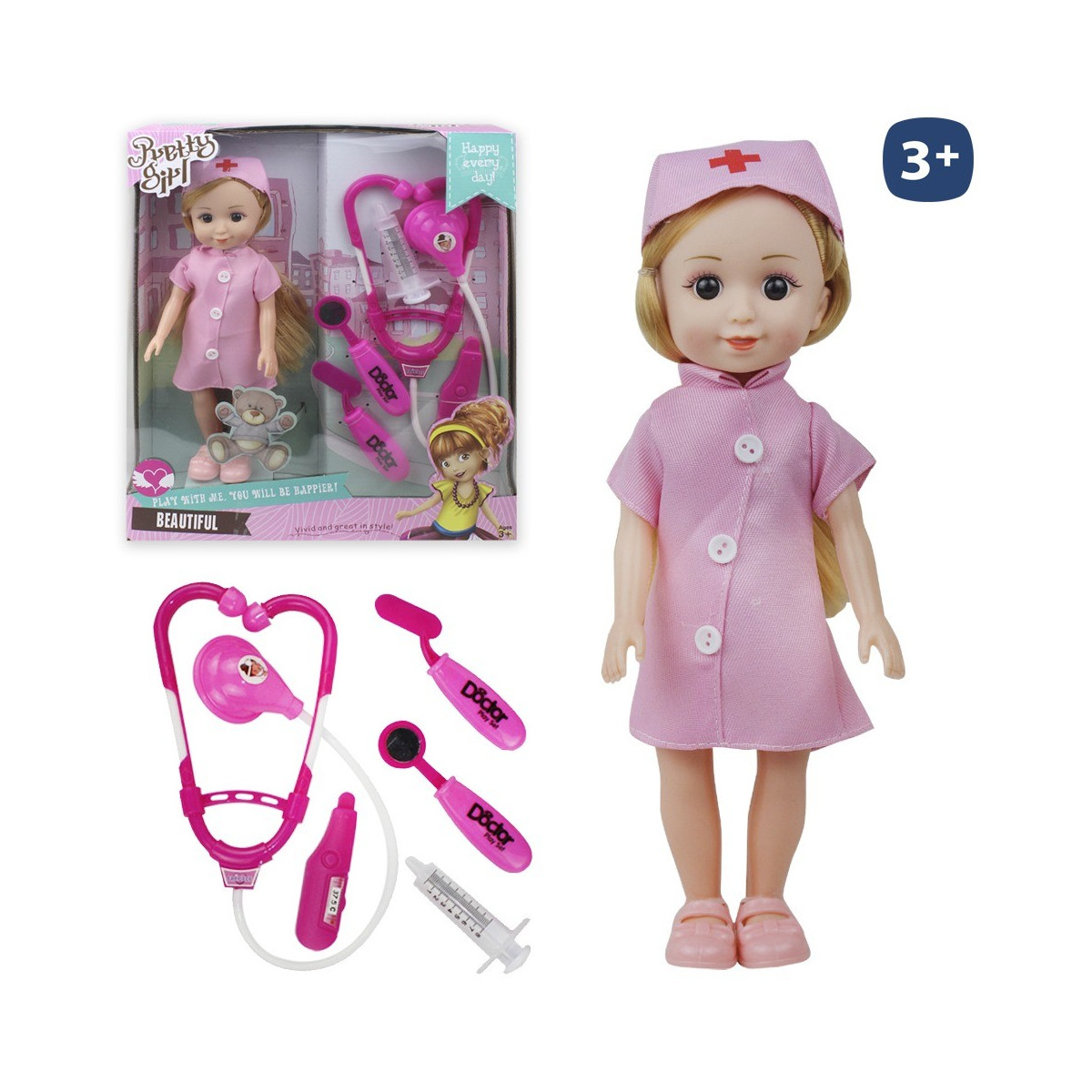 Muñeca enfermera con accesorios 26 cm