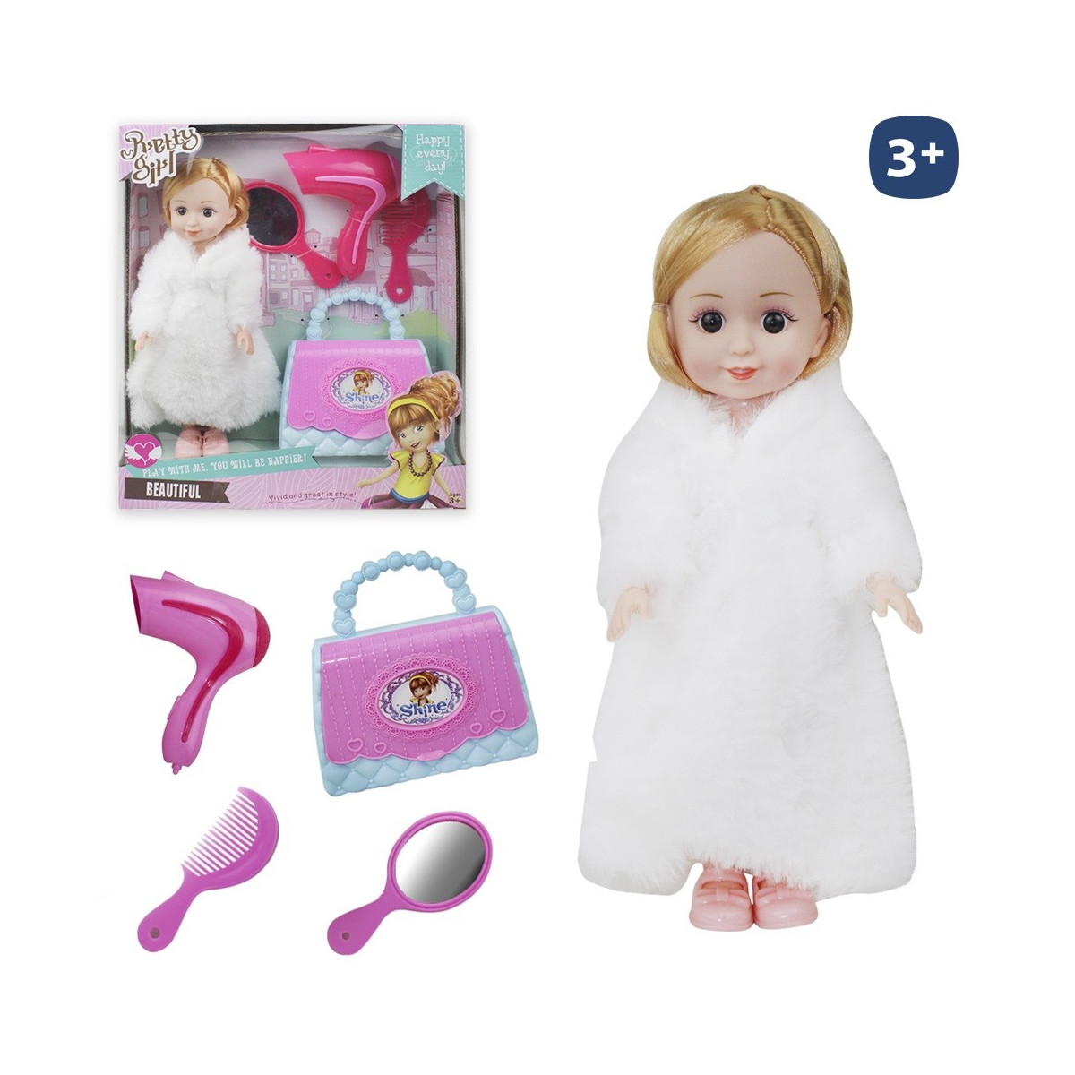 Muñeca Abrigo Invierno Con Accesorios 26 Cm