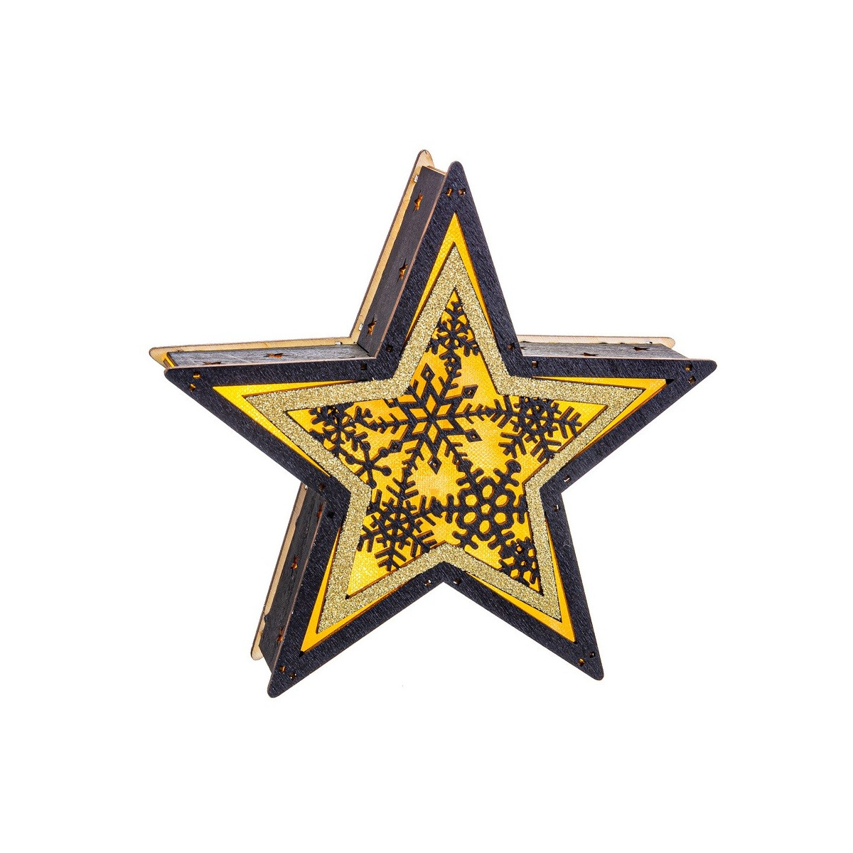 Estrella con luz decorada madera 20 x 20 x 4 70 cm
