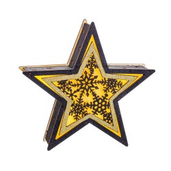 Estrella con luz decorada madera 20 x 20 x 4,70 cm