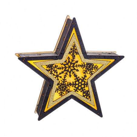 Estrella con luz decorada madera 20 x 20 x 4 70 cm