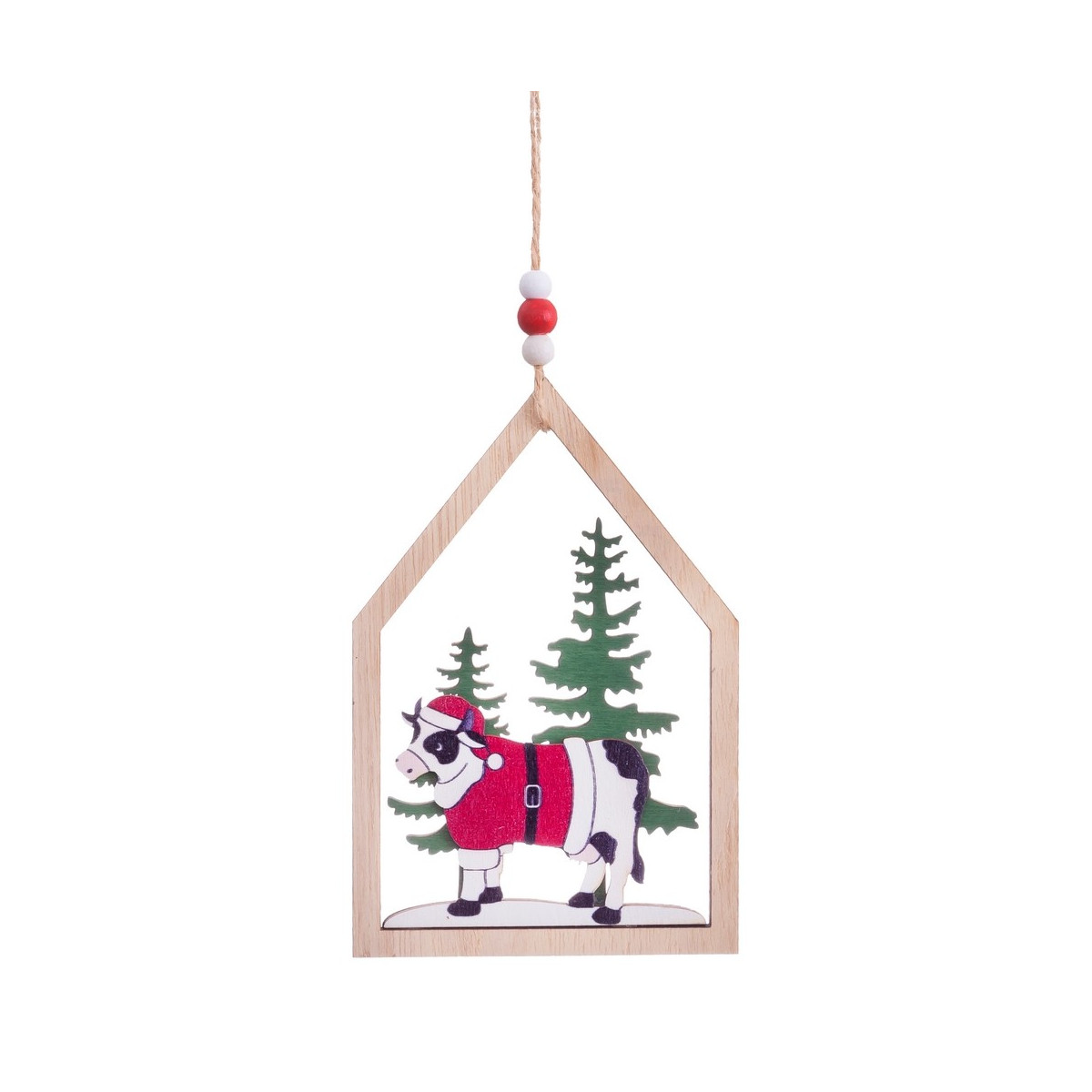 Colgante casa vacas madera 22 x 10 cm