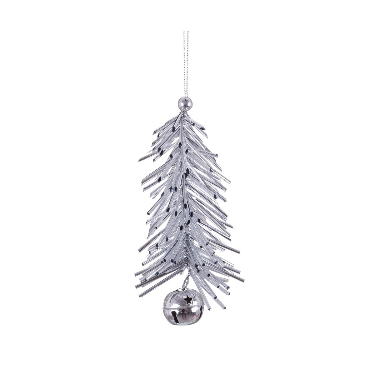 Colgante árbol espumillón plata 8 x 15 cm