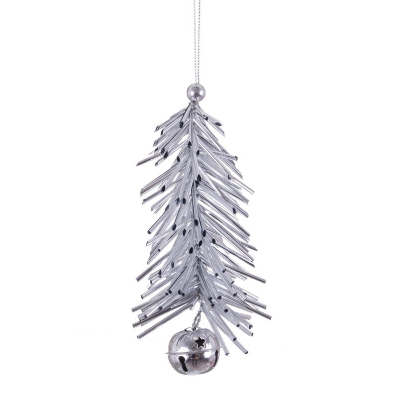 Colgante árbol espumillón plata 8 x 15 cm