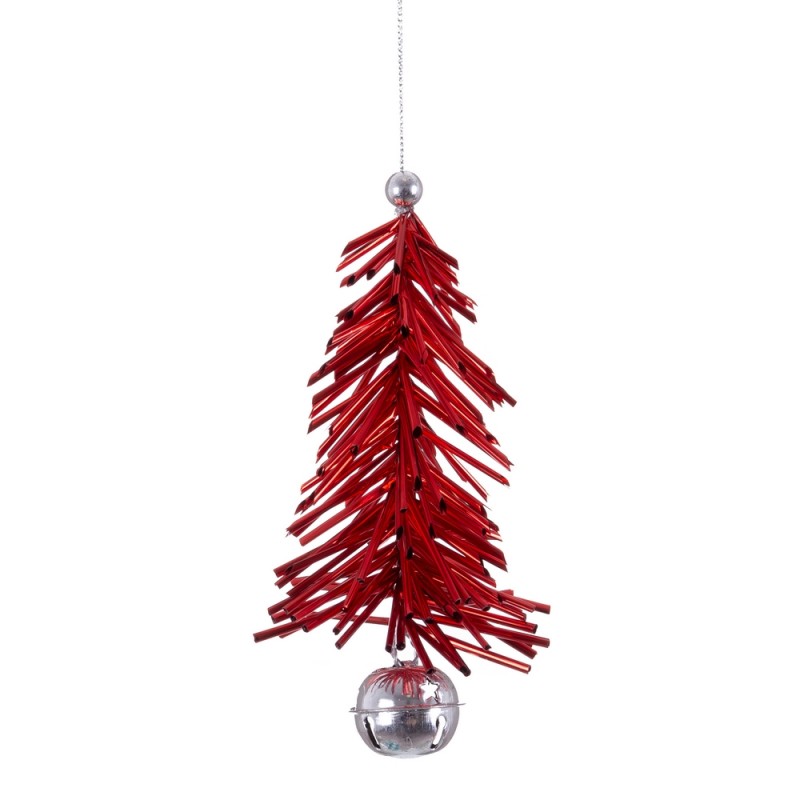 Colgante árbol espumillón rojo 8 x 15 cm