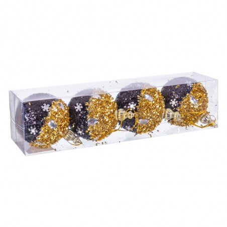 S 4 Bolas Bits Foam Negro Oro 7 X 7 X 7 Cm