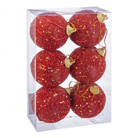 S 6 Bolas Hilos Foam Rojo 6 X 6 X 6 Cm