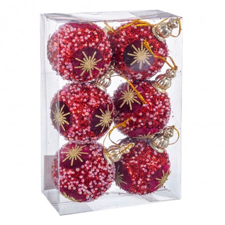 S 6 Bolas Estrella Foam Rojo 6 X 6 X 6 Cm