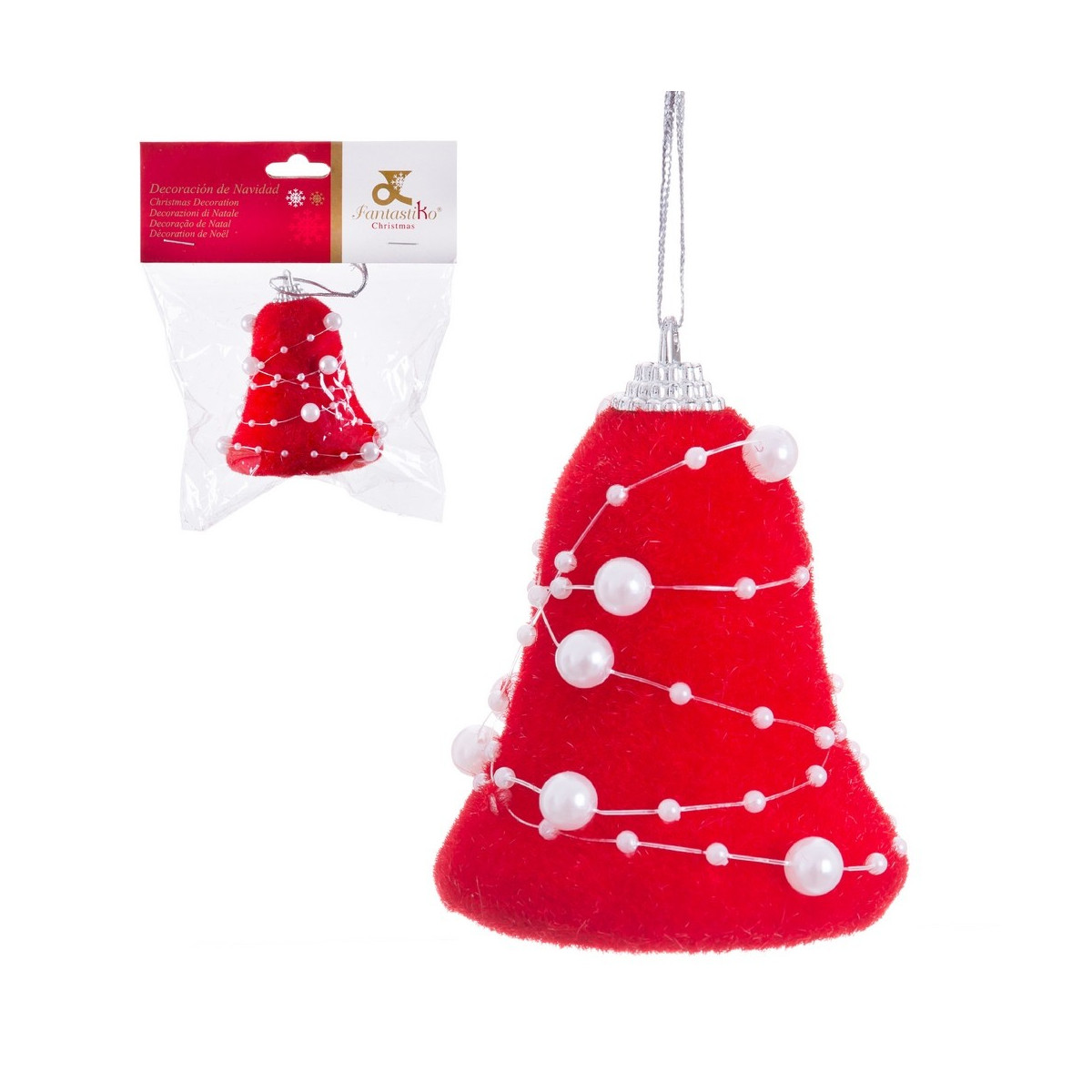Colgante campana foam rojo perlas 6 50 cm