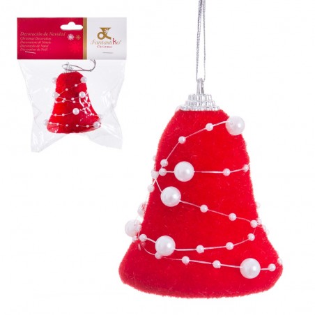 Colgante Campana Foam Rojo Perlas 6,50 Cm