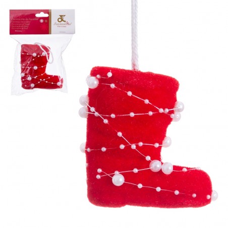 Colgante bota foam rojo perlas 9 cm