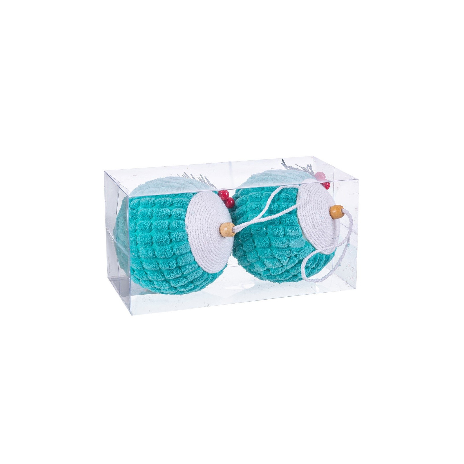 S 2 bolas acebo foam turquesa 10 x 10 x 10 cm