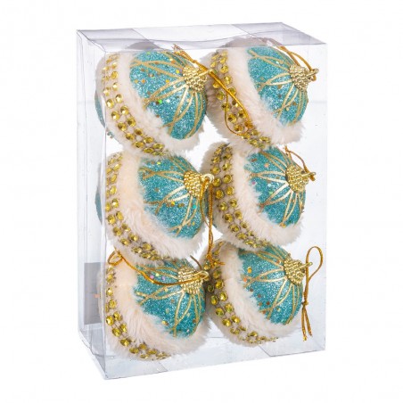 S 6 Bolas Foam Turquesa Oro 6 X 6 X 6 Cm