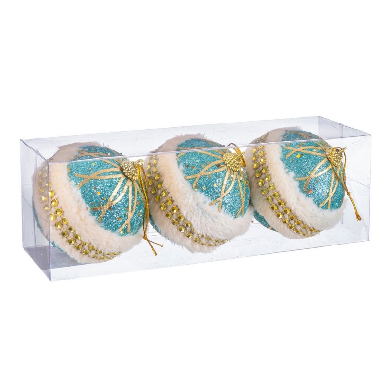 S 3 Bolas Foam Turquesa Oro 8 X 8 X 8 Cm S 3 Bolas Foam Turquesa Oro 8 X 8 X 8 Cm