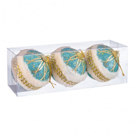 S 3 Bolas Foam Turquesa Oro 8 X 8 X 8 Cm