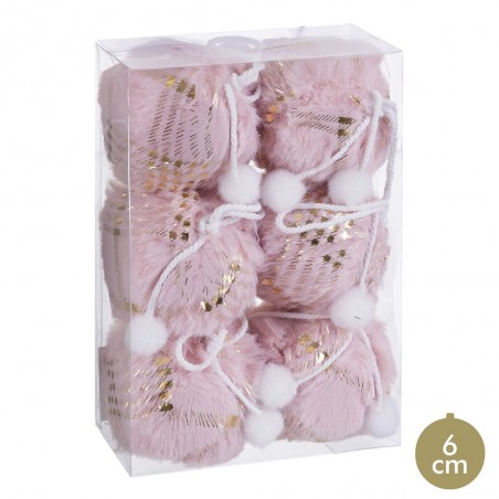 S 6 Bolas Cuadros Foam Rosa 6 X 6 X 6 Cm