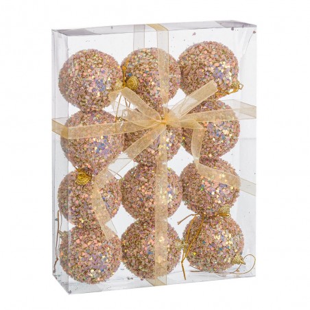 S 12 Bolas Glitter Foam Champán 6 X 6 X 6 Cm