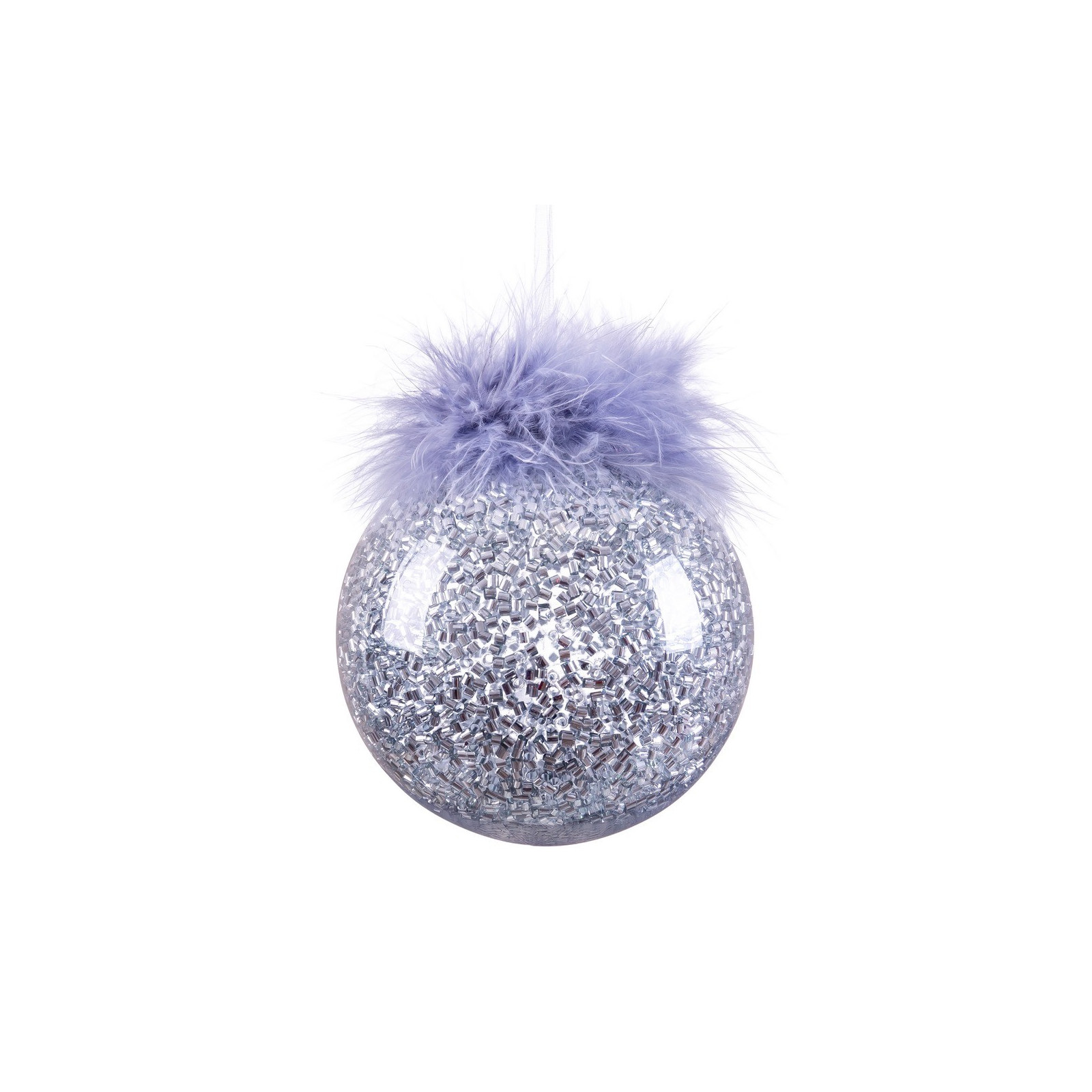 Bola con pluma plástico plata 8 x 8 x 8 cm