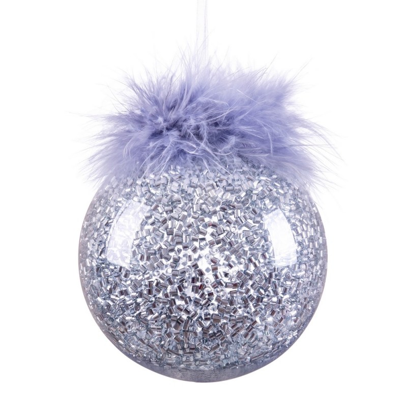 Bola Con Pluma Plástico Plata 8 X 8 X 8 Cm Bola Con Pluma Plástico Plata 8 X 8 X 8 Cm