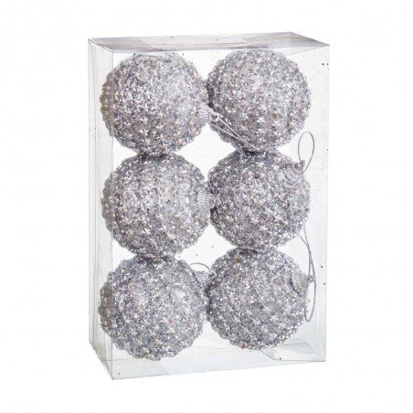 S 6 bolas polyfoam plata 6 x 6 x 6 cm