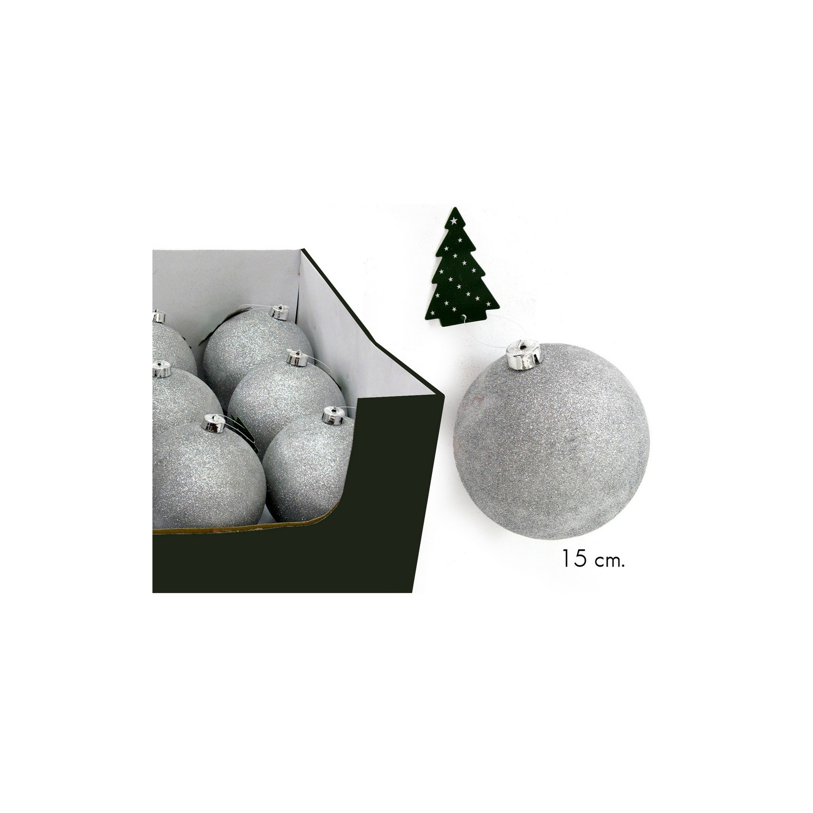 Bola glitter plata c disp 15 x 15 x 15 cm