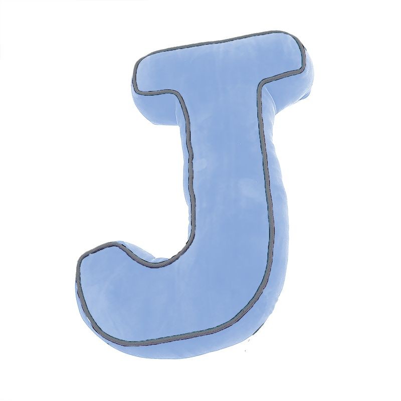Cojin forma letra j azul