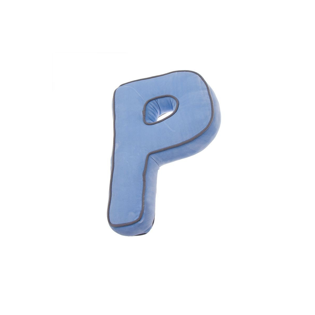 Cojin forma letra p azul
