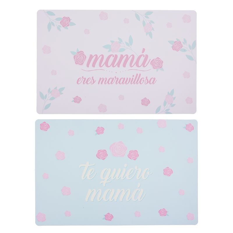 Mantel Individual de Plástico para Mamá: Diseño Floral en Dos Colores Surtidos