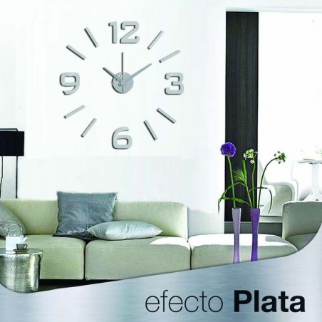 Reloj Adhesivo Plata